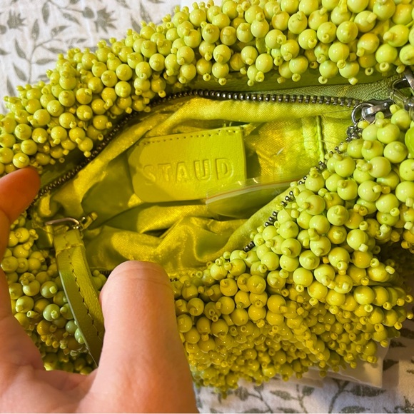 STAUD Bean Beaded Shoulder Bag in Green - Picture 2 of 3